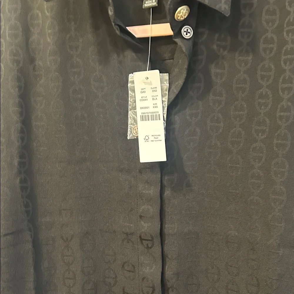 J. Crew Black Jaquard Monogram  Women's Shirt NWT